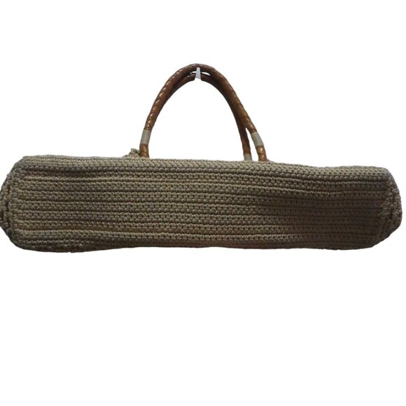 The Sak Tan Fishnet Crochet Weave Braided Leather Straps Handbag Tote Purse - Picture 5 of 9